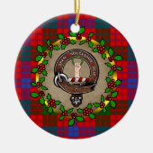Ross Clan Badge & Tartan Gepersonaliseerde Kerstmi Keramisch Ornament (Voorkant)