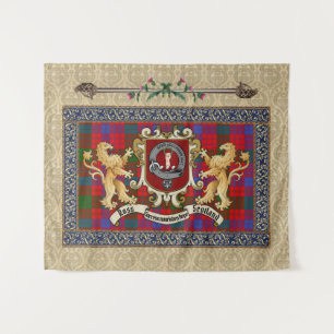 Ross Clan Badge & Tartan met Lion Wandkleed