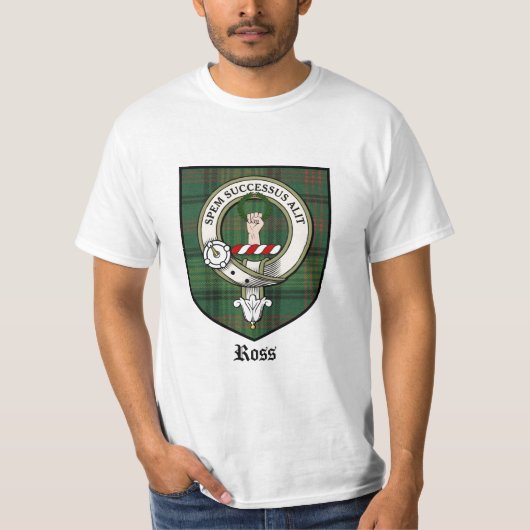 Ross Clan Crest Badge Tartan T-shirt (Voorkant)