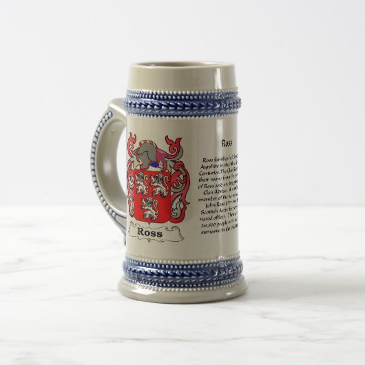 Ross Family Crest Stein Bierpul (Voorkant links)