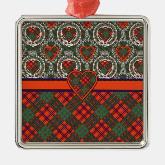 Ross Scottish Tartan Metalen Ornament (Voorkant)