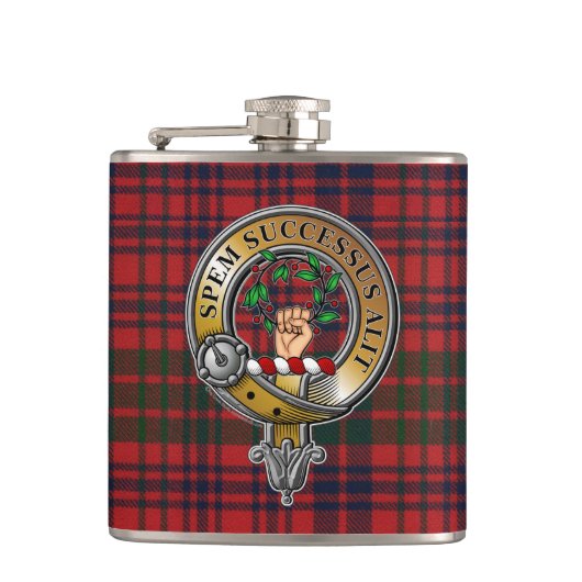 Ross Tartan en Badge Heupfles (Voorkant)