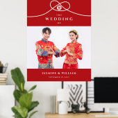 Rosse Grutto Dubbel Geluk Foto Chinese Trouwdag Poster (Thuiskantoor)