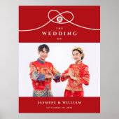 Rosse Grutto Dubbel Geluk Foto Chinese Trouwdag Poster (Voorkant)