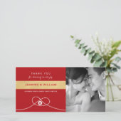 Rosse Grutto Union Dubbel Geluk Chinese Huwelijk Bedankkaart (Staand voorkant)