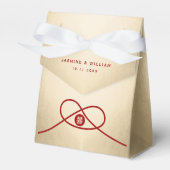 Rosse knoop Dubbel geluk Chinese bruiloft Bedankdoosjes (Voorkant Zijde)