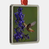 Rosse Kolibrie Metalen Ornament (Rechts)