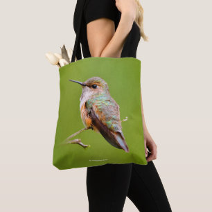 Rosse Kolibrie Zittend in de Californische Lilac Tote Bag