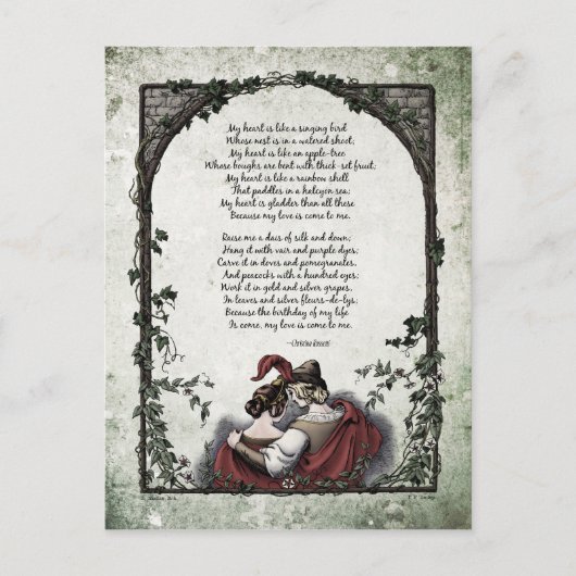 Rossetti "Liefde" Victoriaanse Prentkaart Briefkaart (Voorkant)