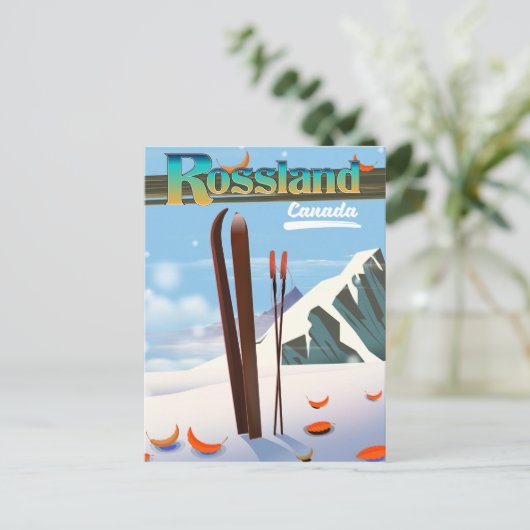 Rossland Canada reisposter. Briefkaart (Staand voorkant)