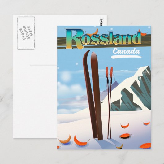 Rossland Canada reisposter. Briefkaart (Voorkant / Achterkant)