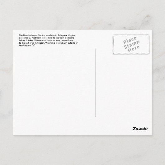 Rosslyn Metro Station Escalators 001 Briefkaart (Achterkant)