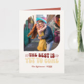 Rosso & Cream Champagne Retro Nieuwjaarsfoto Feestdagen Kaart (Voorkant)