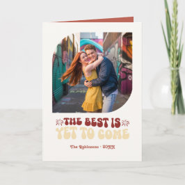 Rosso & Cream Champagne Retro Nieuwjaarsfoto Feestdagen Kaart