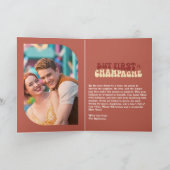 Rosso & Cream Champagne Retro Nieuwjaarsfoto Feestdagen Kaart (Binnen)