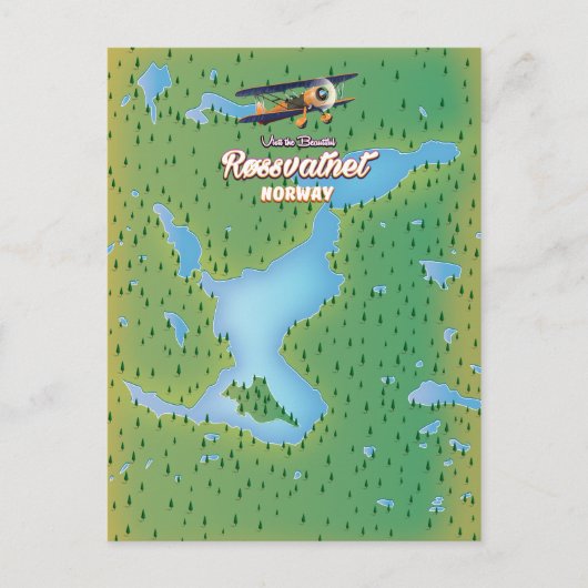 Røssvatnet Noorwegen meer kaart kunstprint. (Voorkant)