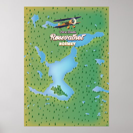 Røssvatnet Norway lakkaarten — kunstdrukken. Poster (Voorkant)