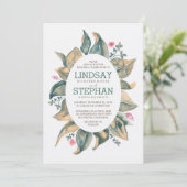 Rost Boomgoud Bladeren Bos Tuin Herfst Bruiloft Kaart (Staand voorkant)