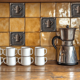 Rost ijzeren stenen koffiepot tegeltje