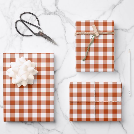 Rost Rode Gingham Plaid Inpakpapier Vel (Voorkant)