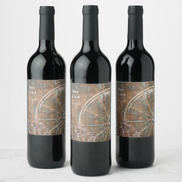 Rost westers vintage bruin wit wagenwiel wijn etiket