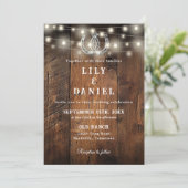 Rost westerse hoefijzers lichten foto bruiloft kaart (Staand voorkant)