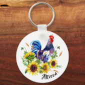 Roster en zonnebloemen sleutelhanger (Voorkant)