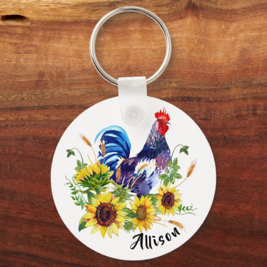 Roster en zonnebloemen sleutelhanger (Voorkant)