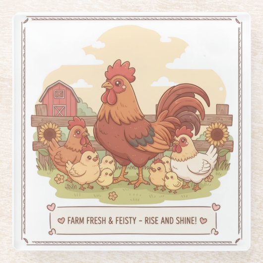 roster in the farm quote glazen onderzetter (Voorkant)