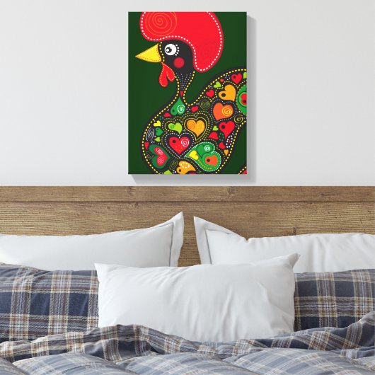 Roster van Barcelos Nr02 - Galo de Barcelos Canvas Afdruk (Insitu (Slaapkamer))