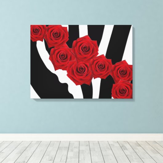 ROSTERS OP ZWARTE EN WITTE ZEBRA CANVAS AFDRUK (Insitu (Houten vloer))