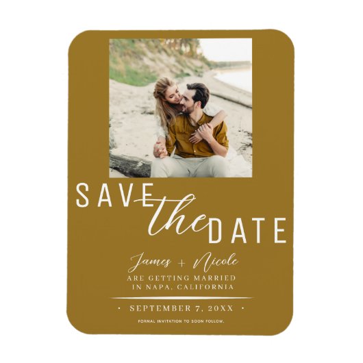 Rostgouden Save the Date Foto Bruiloft Magneet (Verticaal)