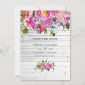 Rostige Roze Pioenrozen Watercolor Trouwdag Save The Date (Voorkant)