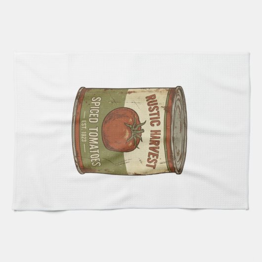 Rostige Vintage gekruide tomatenblik Theedoek (Horizontaal)