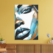 Rosto abstrato de mulher negra canvas afdruk (Insitu (Woonkamer))