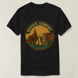 Rostock Duitsland Zeilboot Kunst T-shirt