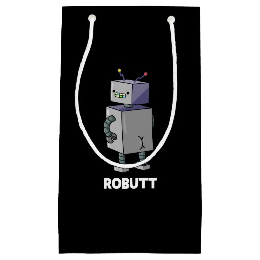 RostomFunny Robot Pun Dark BG Klein Cadeauzakje (Voorkant)