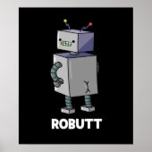RostomFunny Robot Pun Dark BG Poster (Voorkant)