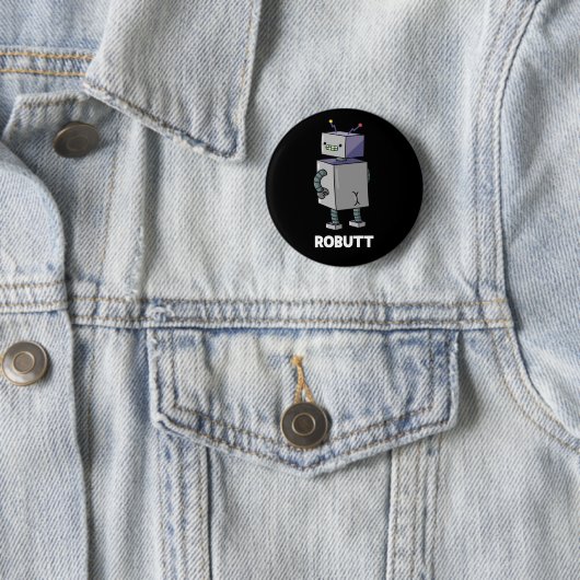 RostomFunny Robot Pun Dark BG Ronde Button 5,7 Cm (In situ)