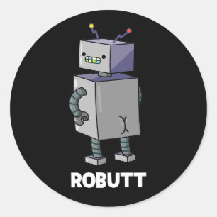 RostomFunny Robot Pun Dark BG Ronde Sticker