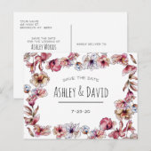 Rostre Postkaart met Bloemmotief en Handgeschreven Uitnodiging Briefkaart (Voorkant / Achterkant)