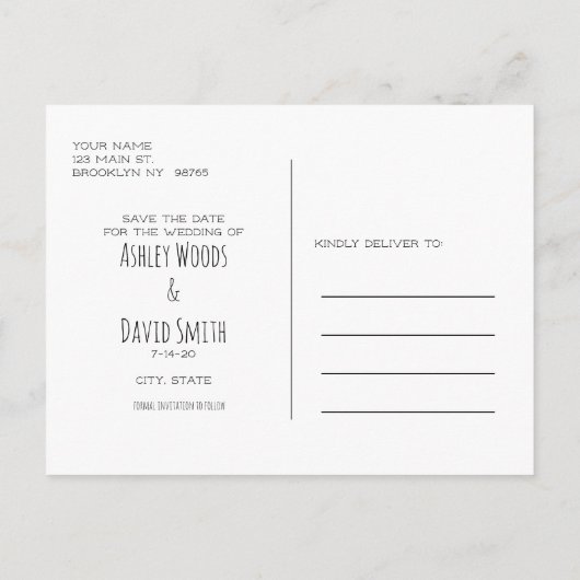 Rostre Postkaart met Bloemmotief en Handgeschreven Uitnodiging Briefkaart (Achterkant)