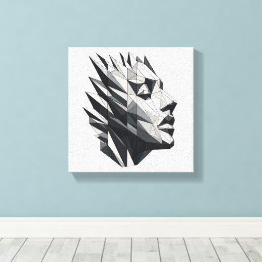 Rostro de mujer poligonal canvas afdruk (Insitu (Houten vloer))