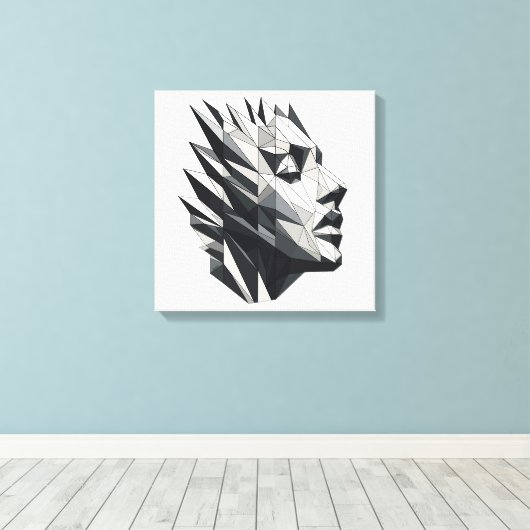 Rostro de mujer poligonal canvas afdruk (Insitu (Houten vloer))