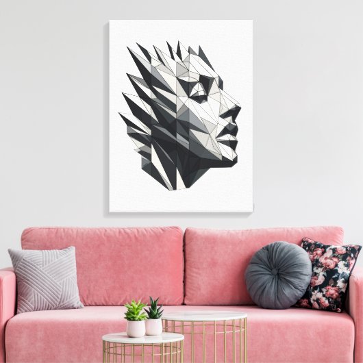 Rostro de mujer poligonal canvas afdruk (Insitu (Woonkamer))