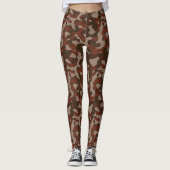 Rostrood en donker olijfgroen camouflage abstract leggings (Voorkant)