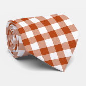Rostrood geruit Gingham Zijden Stropdas (Opgerold)