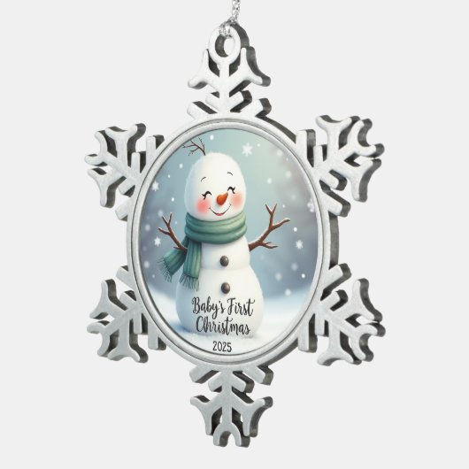 rosty Snuggles – Baby’s First Christmas 2025 Tin Sneeuwvlok Ornament (Rechts)