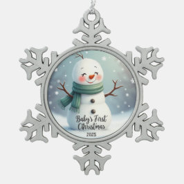 rosty Snuggles – Baby’s First Christmas 2025 Tin Sneeuwvlok Ornament
