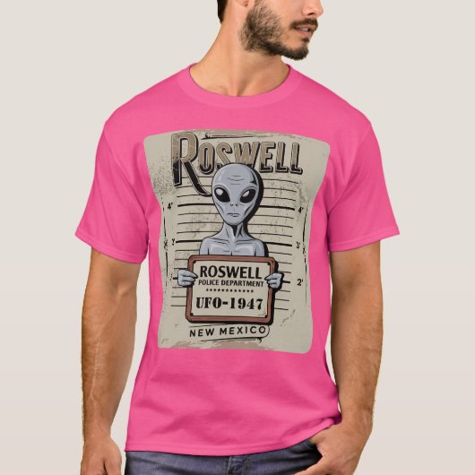 Roswell Alien Mugshot (1947) T-shirt (Voorkant)